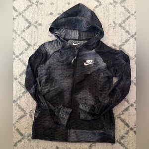 Nike Women’s Large Honeycomb Textured Full Zip Hoodie Gray Black